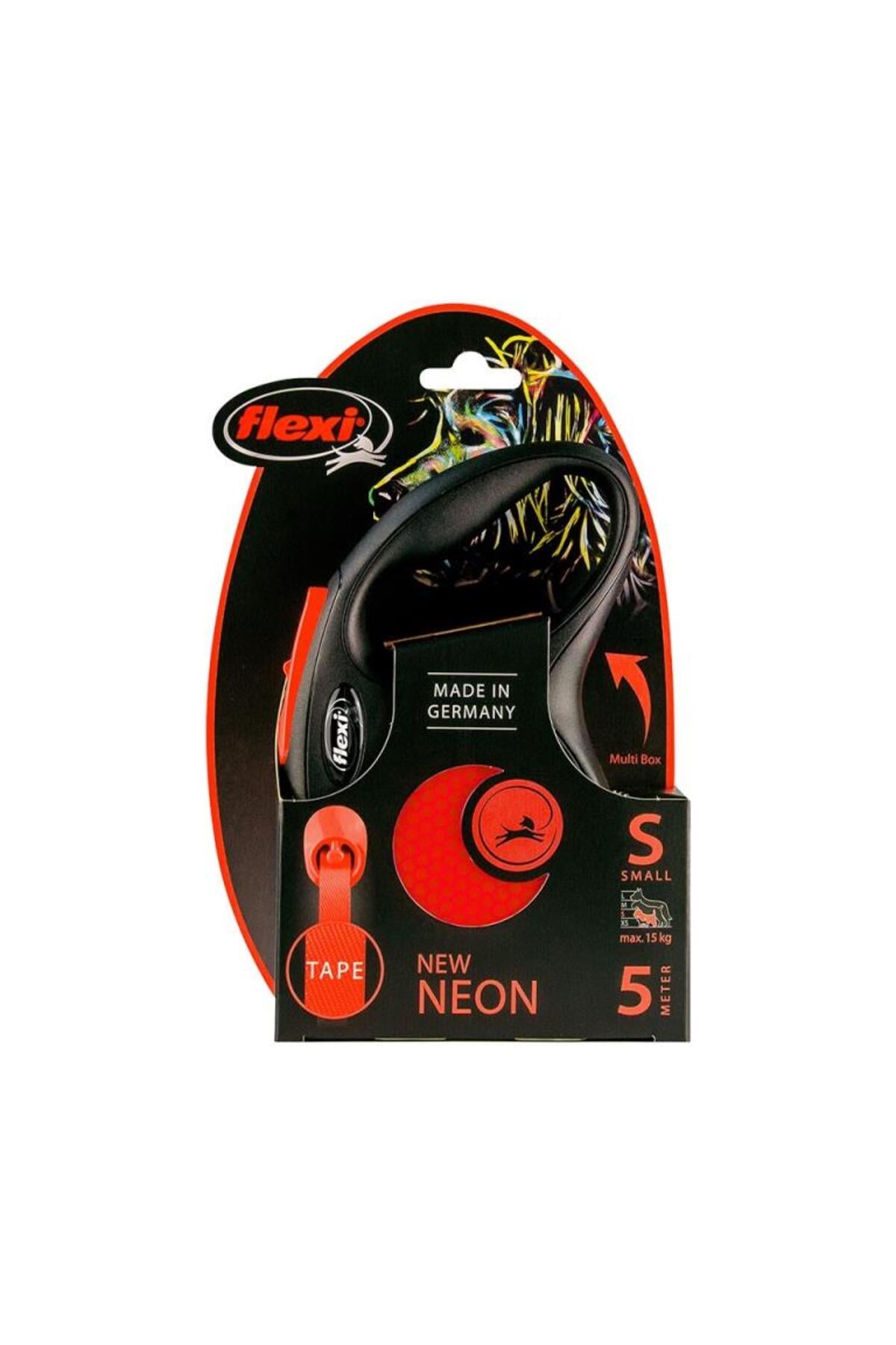 Neon Reflektörlü 5M Şerit Small Turuncu Otomatik Kedi Köpek Gezdirme Tasması