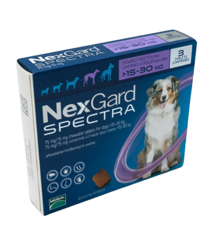 Nexgard Spectra 15 - 30 Kg Orta Irk Köpek İç Dış Parazit Çiğneme Tableti (3 Adet)