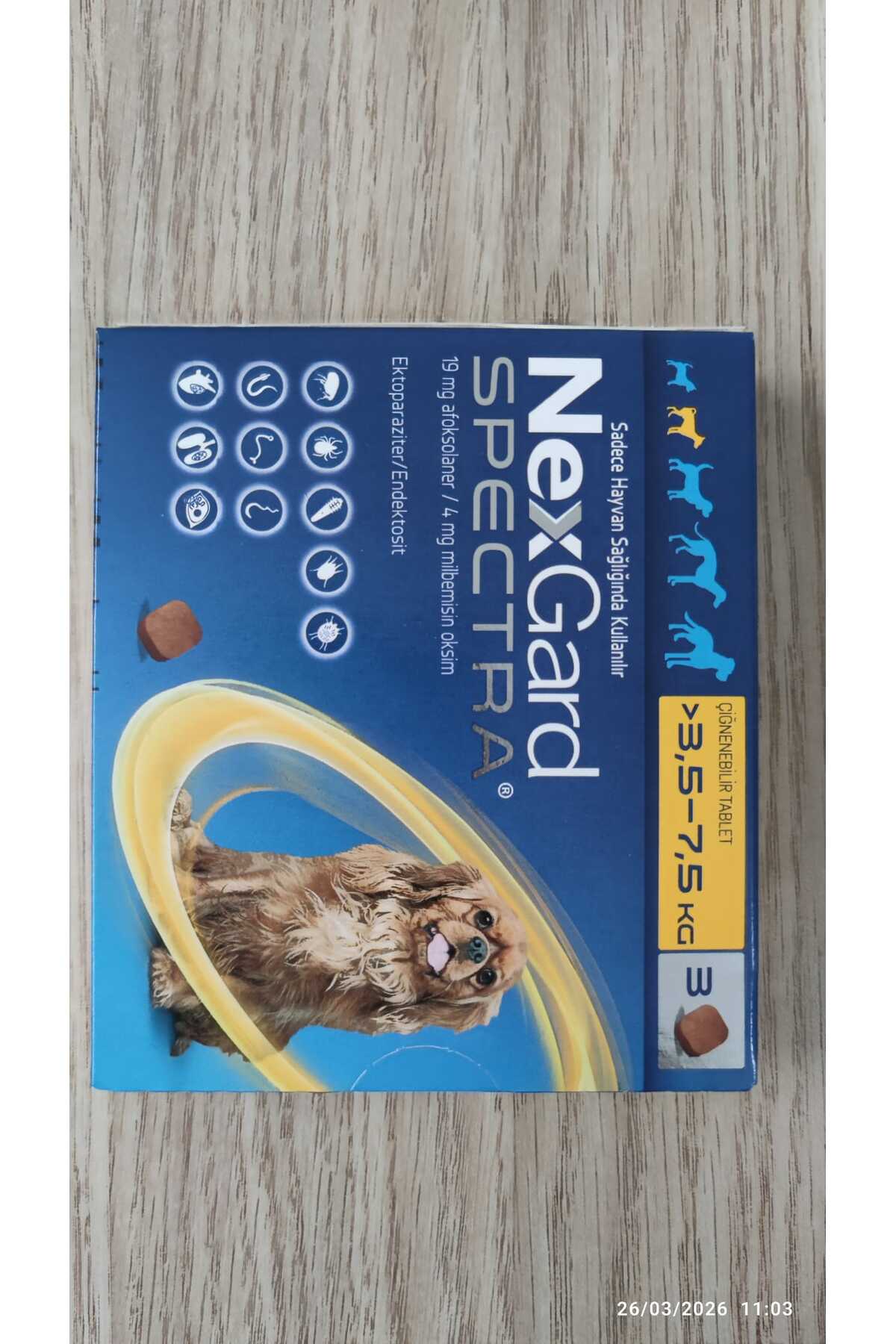 Nexgar-d Spectra 3.5-7.5 Kg Köpekler için 1 Kutu- S.K.T:31,08.26