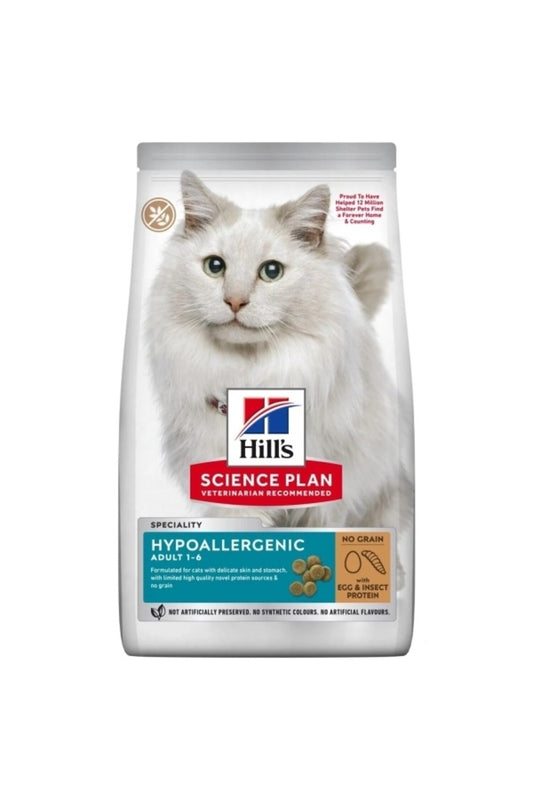 Hills Science Plan Hypoallergenic Yumurtalı ve Böcekli Tahılsız Yetişkin Kedi Maması 1.5 Kg